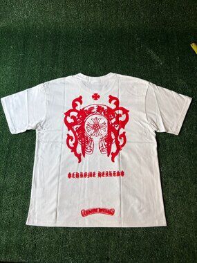 Chrome Hearts White Red Horseshoe Graphic T-Shirt NWT